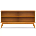 WyndenHall Étagère basse Tierney de 30 po marron teck : Style moderne, 4 étagères fixes, Structure en bois d'hévéa
