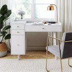 Bureau de courtoisie en bois Daisy 42 po avec tiroirs blanc mat/or - Nathan James