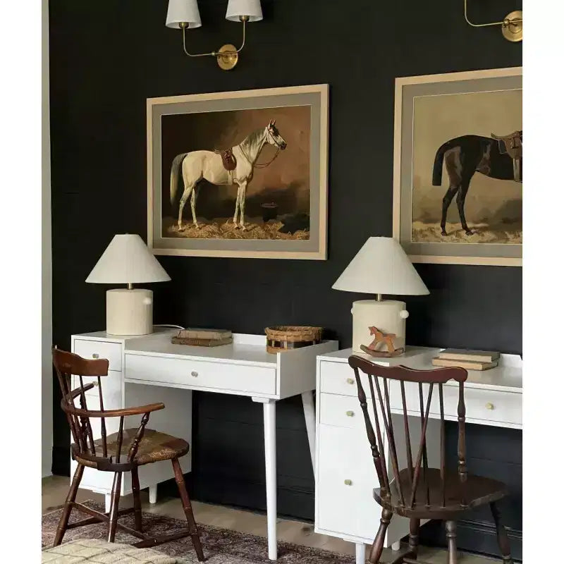 Bureau de courtoisie en bois Daisy 42 po avec tiroirs blanc mat/or - Nathan James