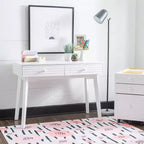 Bureau moderne du milieu du siècle à 2 tiroirs Wedeln 42 po, finition bois blanc - Powell : Meubles de bureau à domicile