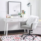 Bureau moderne du milieu du siècle à 2 tiroirs Wedeln 42 po, finition bois blanc - Powell : Meubles de bureau à domicile