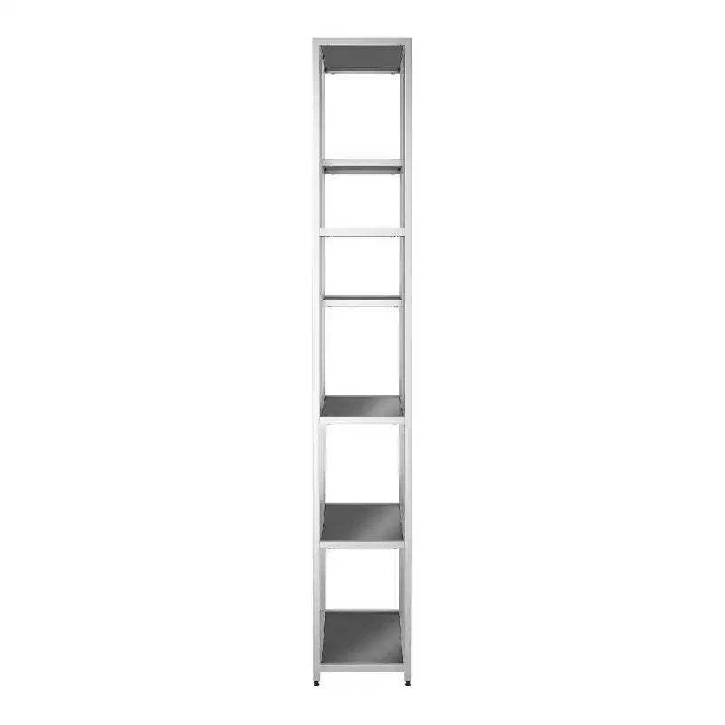 miBasics 90,5" Suncroft Étagère bibliothèque d'appoint en verre chromé : Style glamour de luxe, 7 niveaux, finition métallique