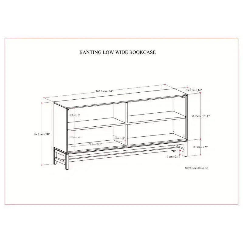 Bibliothèque basse et large WyndenHall Devlin 30", marron noyer