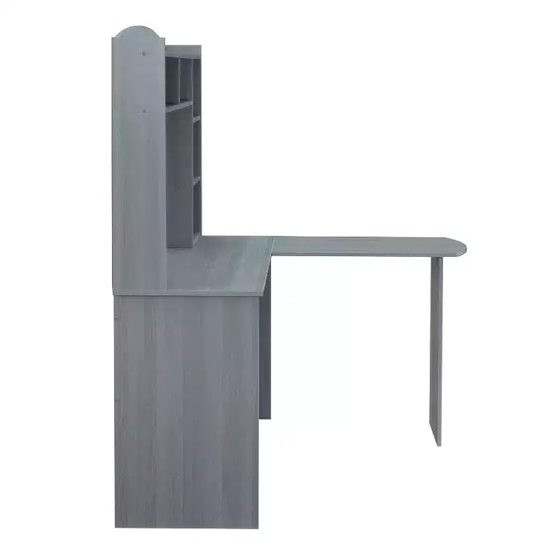 Bureau d'angle moderne avec huche gris - Techni Mobili