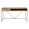 Allensworth Desk Natural - Alder Bay: Solid Mango Wood, Iron Frame, Modern Home Office Furniture with Shelf & Drawer