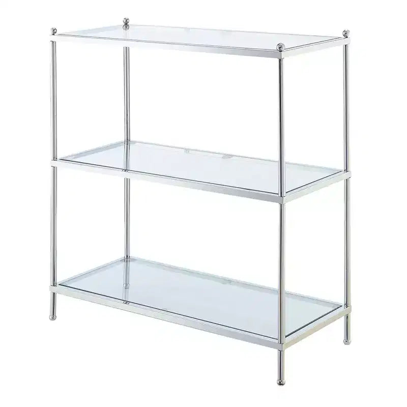 30.25" Royal Crest 3 Tier Bookcase Chrome - Breighton Home