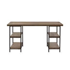 Wells Desk Gray: Madison Park Oakham Industrial Style with Side Shelving &; Large Workspace