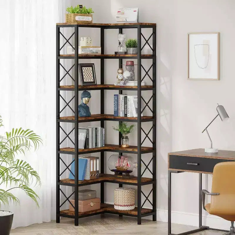 Étagère d'angle 7 niveaux LITTLE TREE 66,74 po, marron