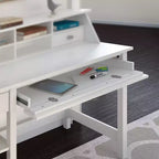 Bureau informatique Broadview avec étagères Blanc pur - Bush Furniture : Stratifié MDF, assemblage par un adulte requis