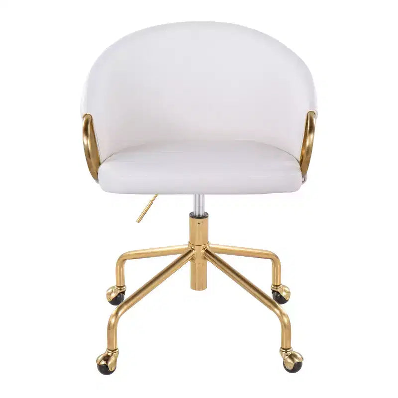 Chaise de bureau Claire LumiSource Or/Blanc PU