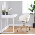 Chaise de bureau Claire LumiSource Or/Blanc PU