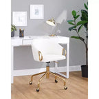 Chaise de bureau Claire LumiSource Or/Blanc PU