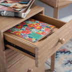 Wedeln Meuble de classement à 3 tiroirs en bois au fini naturel - Powell : Rangement mobile avec roulettes verrouillables