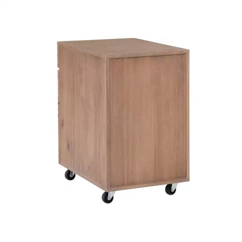 Wedeln Meuble de classement à 3 tiroirs en bois au fini naturel - Powell : Rangement mobile avec roulettes verrouillables