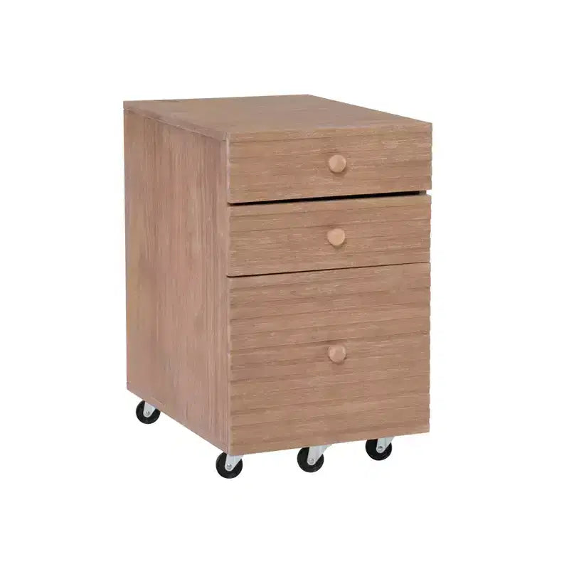 Wedeln Meuble de classement à 3 tiroirs en bois au fini naturel - Powell : Rangement mobile avec roulettes verrouillables