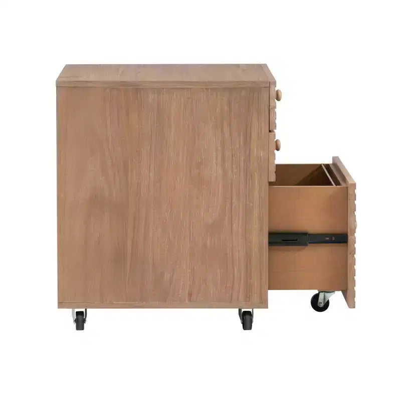 Wedeln Meuble de classement à 3 tiroirs en bois au fini naturel - Powell : Rangement mobile avec roulettes verrouillables