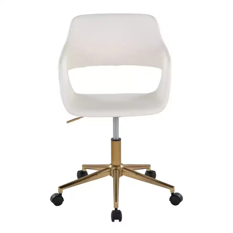 Chaise de bureau Margarite LumiSource Or/Blanc Cuir PU