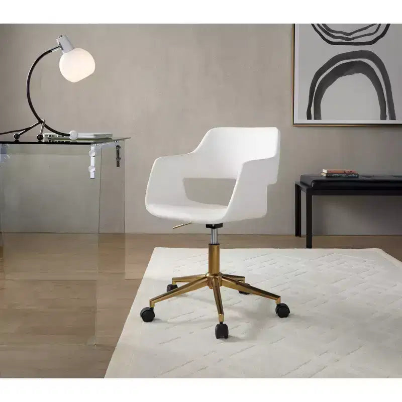 Chaise de bureau Margarite LumiSource Or/Blanc Cuir PU