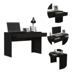 Bureau informatique Suncheon noir - Boahaus : Bureau moderne avec stratifié de bois résistant aux rayures, tiroir universel