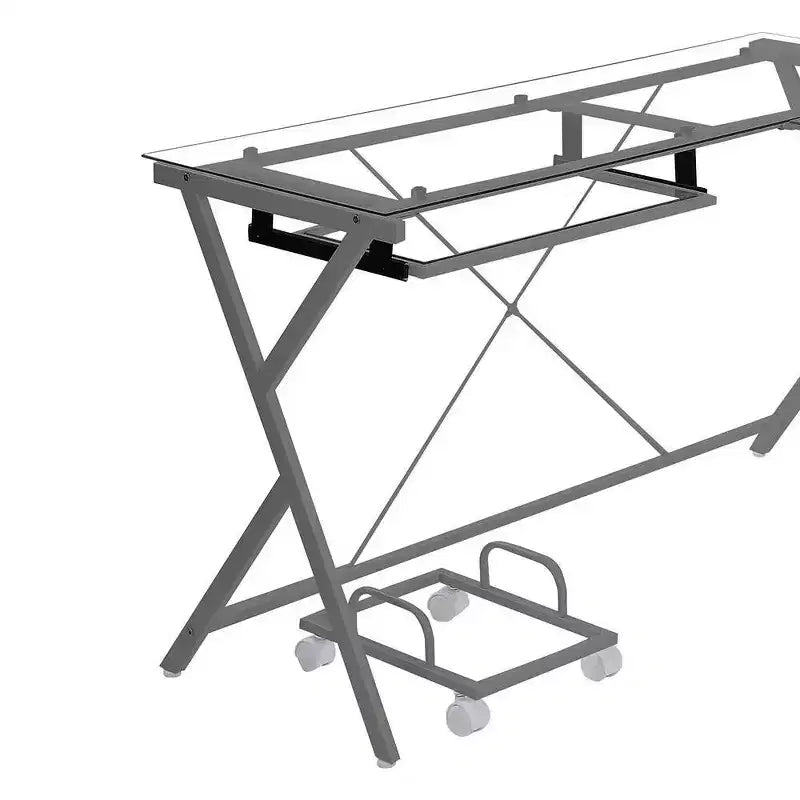 Bureau Demas d'Acme Furniture, verre transparent/fini argent