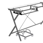 Bureau Demas d'Acme Furniture, verre transparent/fini argent