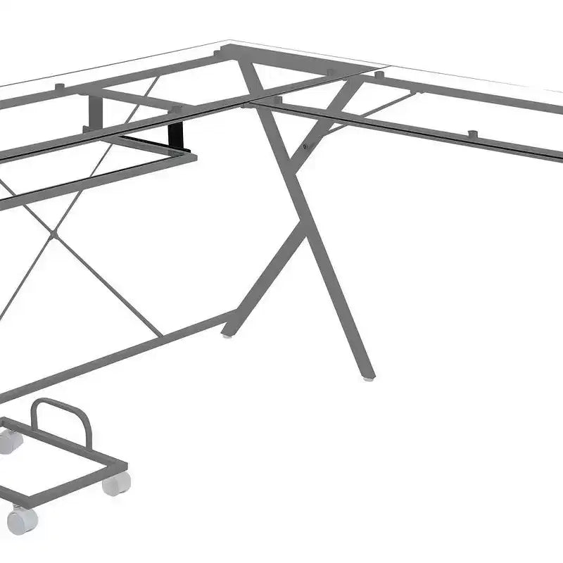 Bureau Demas d'Acme Furniture, verre transparent/fini argent