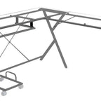 Bureau Demas d'Acme Furniture, verre transparent/fini argent