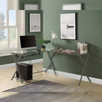 Bureau Demas d'Acme Furniture, verre transparent/fini argent