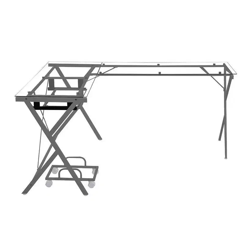 Bureau Demas d'Acme Furniture, verre transparent/fini argent