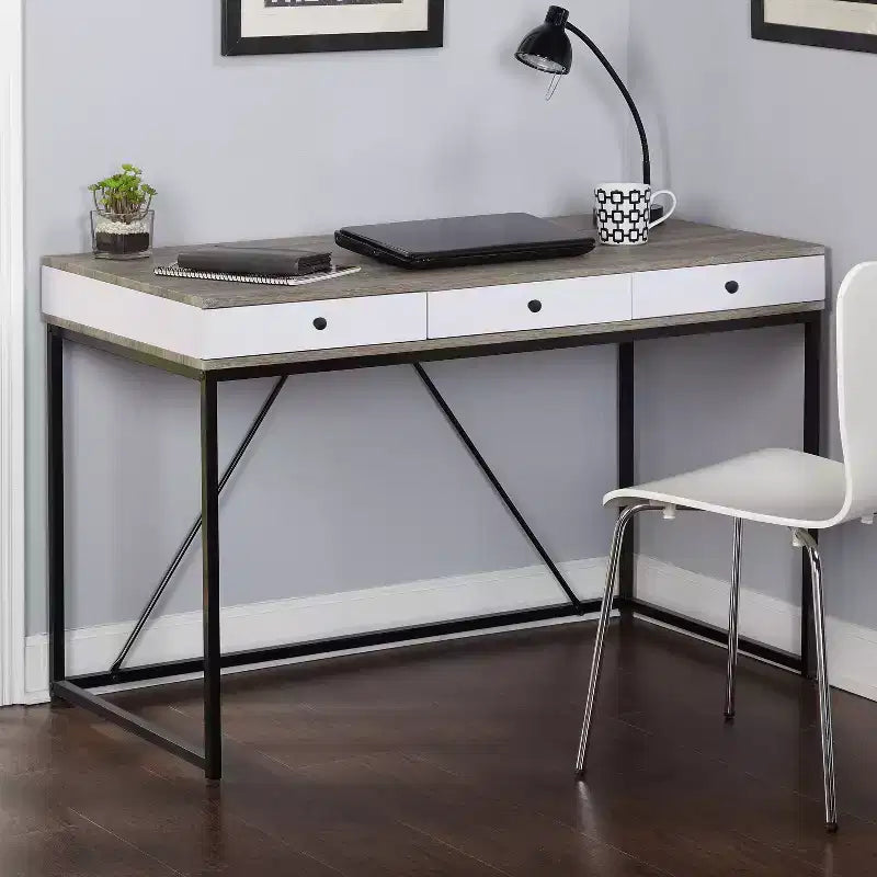 Buylateral Bureau 3 Tiroirs Chelsea Noir/Gris/Blanc
