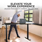 Bureau debout électrique 60 po x 30 po avec réglage (27,2 po à 45,3 po) Bambou noir - Uncaged Ergonomics