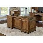 Bureau de Direction Martin Furniture Porter Traditionnel en Bois Double Piétement Marron : Aucun Assemblage Requis, 68,5" de Largeur, Tiroir Polyvalent