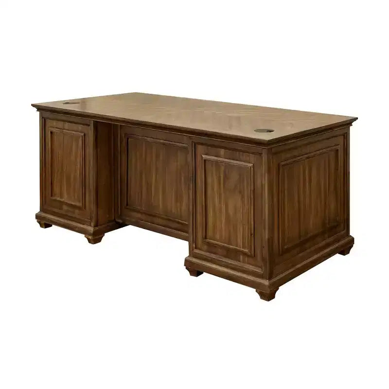 Bureau de Direction Martin Furniture Porter Traditionnel en Bois Double Piétement Marron : Aucun Assemblage Requis, 68,5" de Largeur, Tiroir Polyvalent