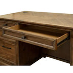 Bureau de Direction Martin Furniture Porter Traditionnel en Bois Double Piétement Marron : Aucun Assemblage Requis, 68,5" de Largeur, Tiroir Polyvalent