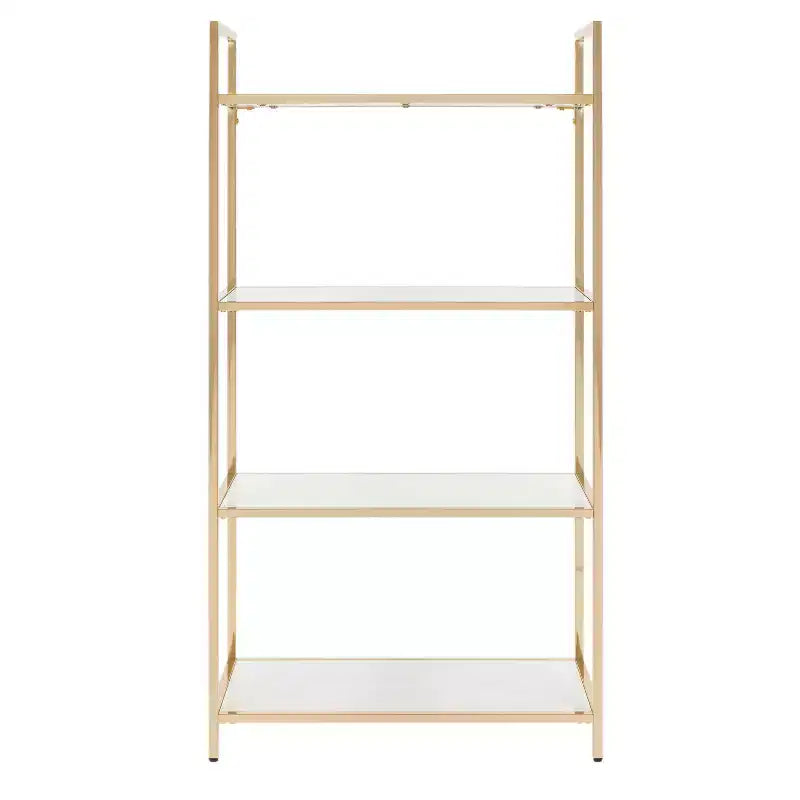 OSP Home Furnishings Étagère 60" Alios Blanc/Or : Chic, 4 tablettes, cadre métallique, surface stratifiée, mobilier de bureau moderne