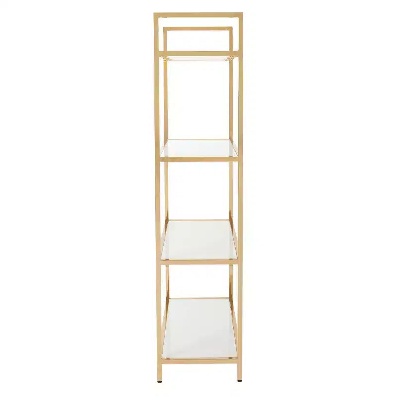 OSP Home Furnishings Étagère 60" Alios Blanc/Or : Chic, 4 tablettes, cadre métallique, surface stratifiée, mobilier de bureau moderne