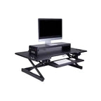Support de bureau double articulé à double écran avec alimentation noire - Rocelco : 4 prises CA, 2 ports USB, aucun assemblage