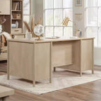 Bureau de direction Whitaker Point, érable naturel - Sauder : Mobilier de bureau à domicile avec rangement et plateau coulissant pour clavier