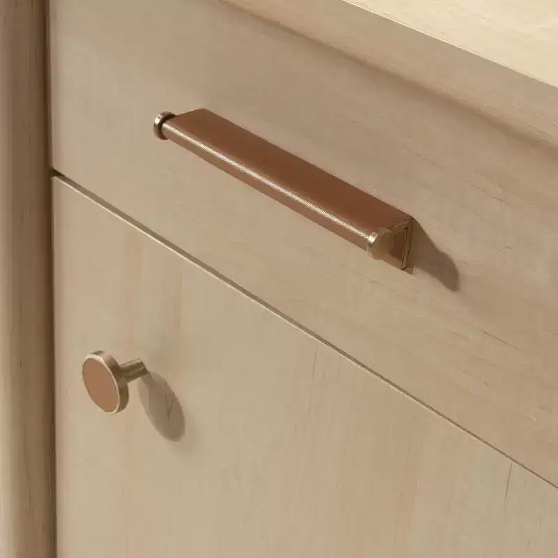 Bureau de direction Whitaker Point, érable naturel - Sauder : Mobilier de bureau à domicile avec rangement et plateau coulissant pour clavier