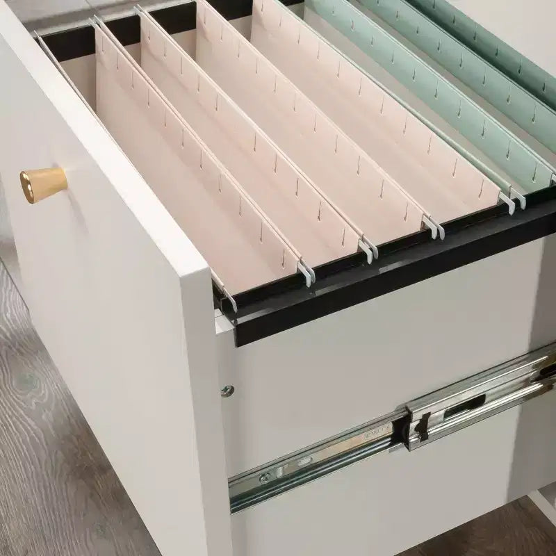 Bureau en L Sauder Harper Heights avec plateau en verre, blanc