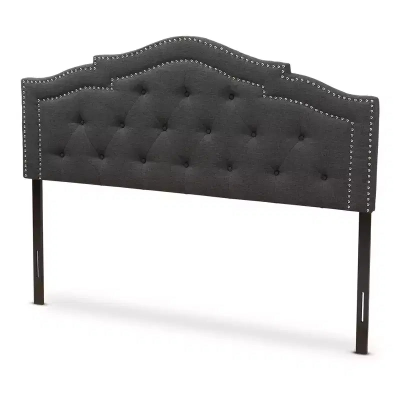 Queen Edith Modern And Contemporary Fabric Headboard Dark Gray - Baxton Studio: Nailhead Trim, Adjustable Height