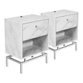 Set of 2 Rupelt End Table Sets with USB Port Antique White - miBasics