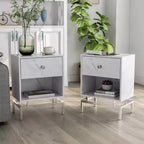 Lot de 2 tables d'appoint Rupelt avec port USB blanc antique - miBasics
