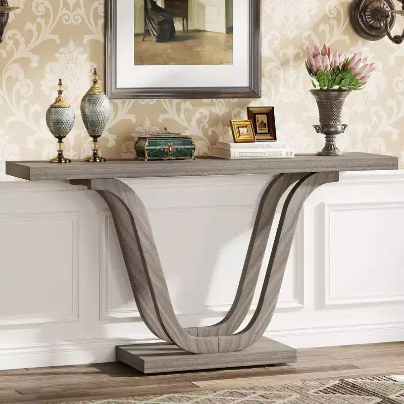 LITTLE TREE Table console style ferme 140 cm, gris clair