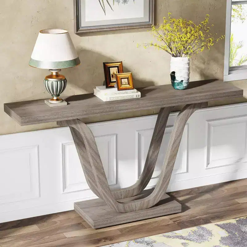 LITTLE TREE Table console style ferme 140 cm, gris clair