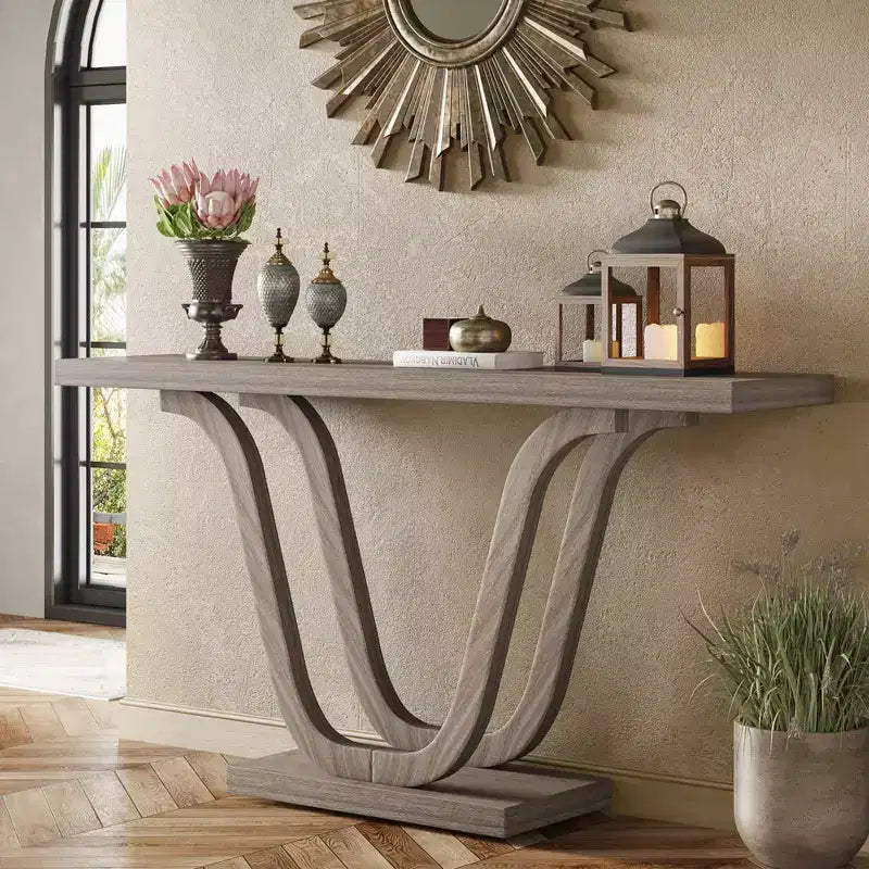 LITTLE TREE Table console style ferme 140 cm, gris clair