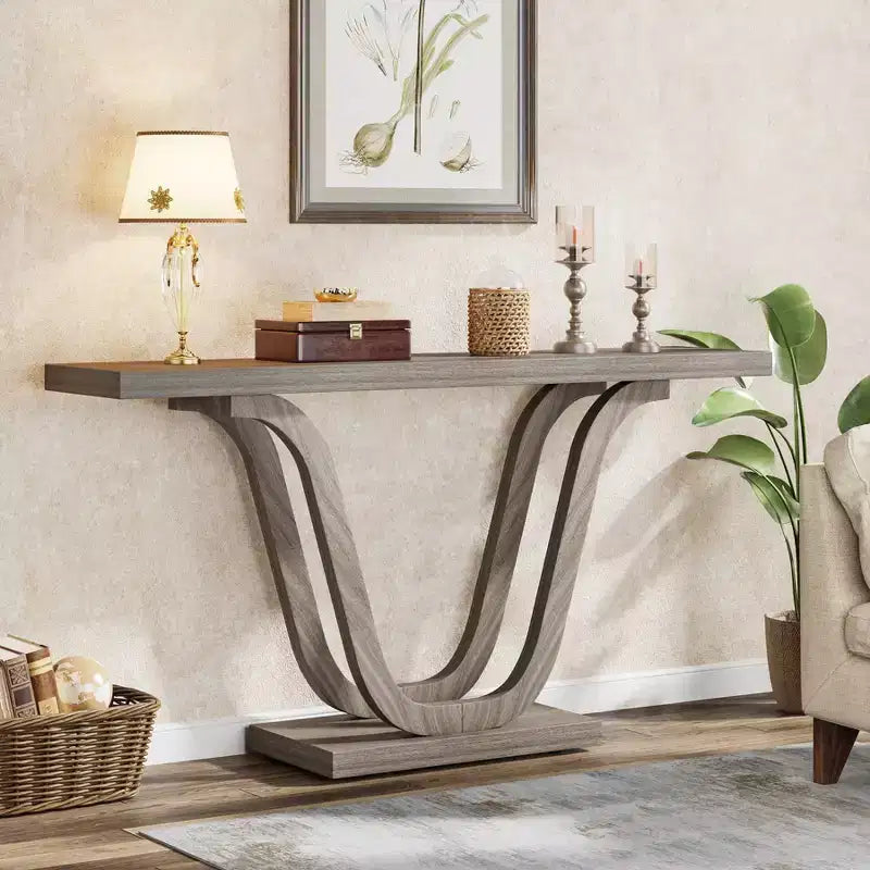LITTLE TREE Table console style ferme 140 cm, gris clair