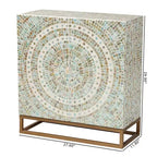 Baxton Studio Quintus Meuble de Rangement en Nacre et Métal Mosaïque/Blanc/Doré : Accent Élégant, Étagères Fixes, Aucun Assemblage Requis