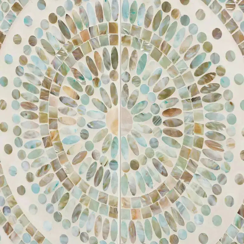 Baxton Studio Quintus Meuble de Rangement en Nacre et Métal Mosaïque/Blanc/Doré : Accent Élégant, Étagères Fixes, Aucun Assemblage Requis