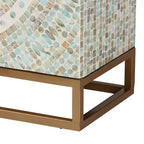 Baxton Studio Quintus Meuble de Rangement en Nacre et Métal Mosaïque/Blanc/Doré : Accent Élégant, Étagères Fixes, Aucun Assemblage Requis